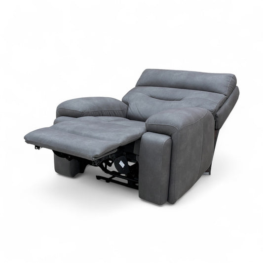 ‘Cinemax’ Np-1107 Nappa Grey Fabric Power Recliner Chair with Power Headrest