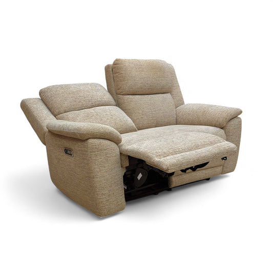 ‘Utah' Oatmeal We-0101 Fabric 2 Seater Power Recliner Sofa with Power Headrests and Power Lumbar