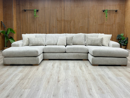 ‘Broadgate’ Stone Grey Fabric Large U-shape Modular Sofa Very.com