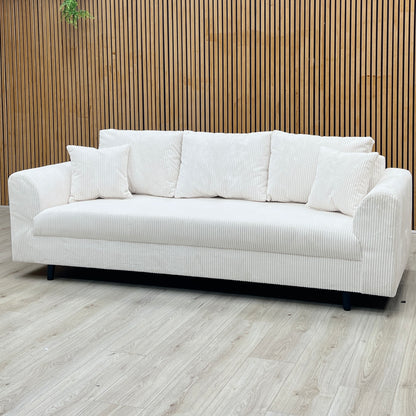 ‘Rune' White Cord Fabric 3 Seater Sofa Very.com