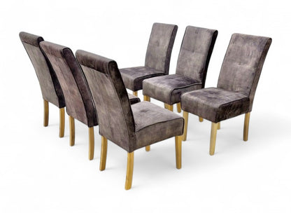 Furnitureland ‘California’ Chocolate Velvet Dining Chairs - Set of 6