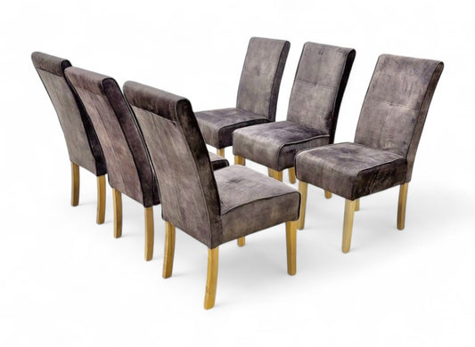 Furnitureland ‘California’ Chocolate Velvet Dining Chairs - Set of 6