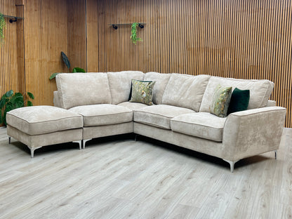 ‘Legend’ Kingston Mushroom Fabric Left Hand Facing Classic Back Corner Sofa Furniture Village