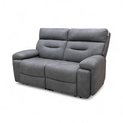 ‘Cinemax' Np-1107 Nappa Grey Fabric 2 Seater Power Recliner Sofa with Power Headrests and Media Arms