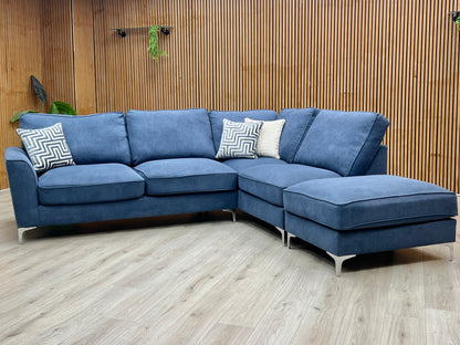 ‘Legend' Cosmo Navy Fabric Right Hand Facing Classic Back Corner Sofa