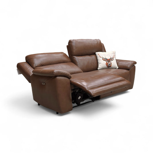 'Utah' Roast Lx-6414 Leather Power Recliner 3 Seater Sofa