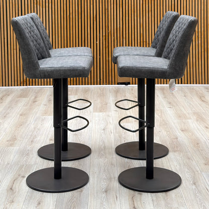 'Earth' Grey Fabric Set of 4 Swivel Bar Stools