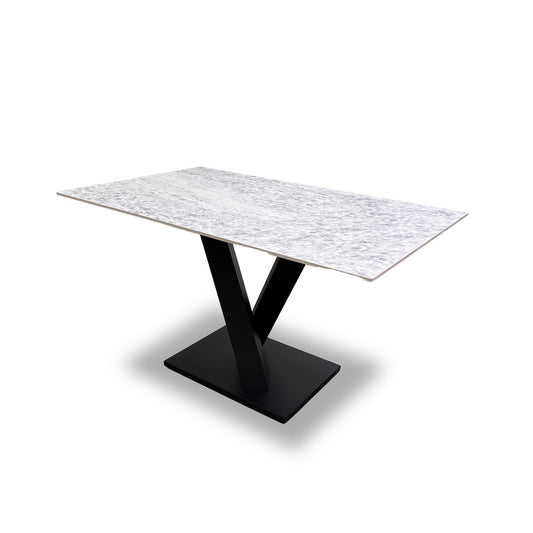 ‘Warrior' Crystal White Ceramic Top Compact 135cm Dining Table