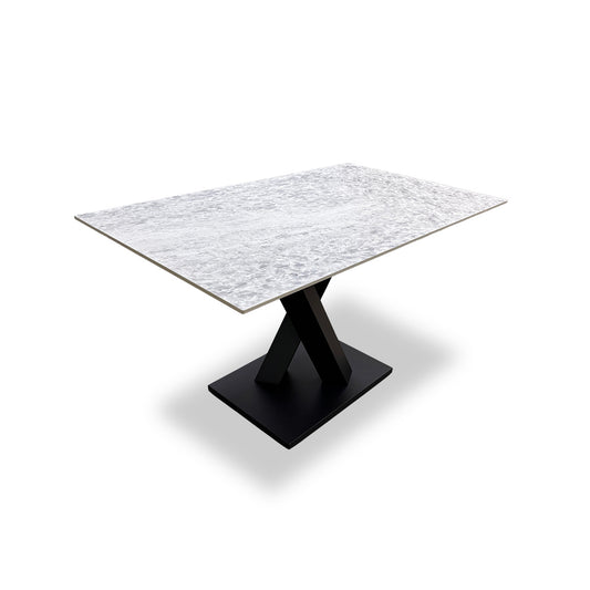 ‘Warrior' Crystal White Ceramic Top Compact 135cm Dining Table