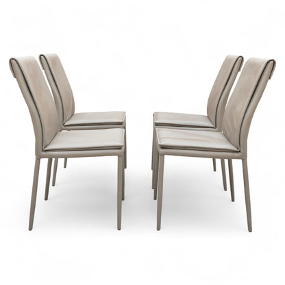 ‘Pierre Talia’ Taupe Leather Dining Chairs - Set of 4