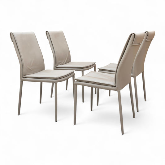 ‘Pierre Talia’ Taupe Leather Dining Chairs - Set of 4
