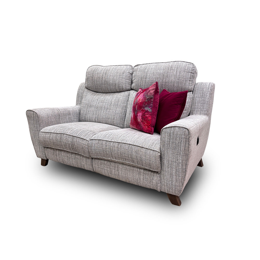 Detailed shot of the power control buttons located on the side of the sofa for easy access.