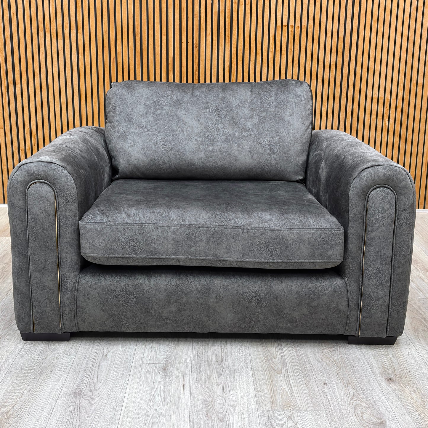 'Amara' Charcoal Velvet Snuggle Chairs - Set of 2