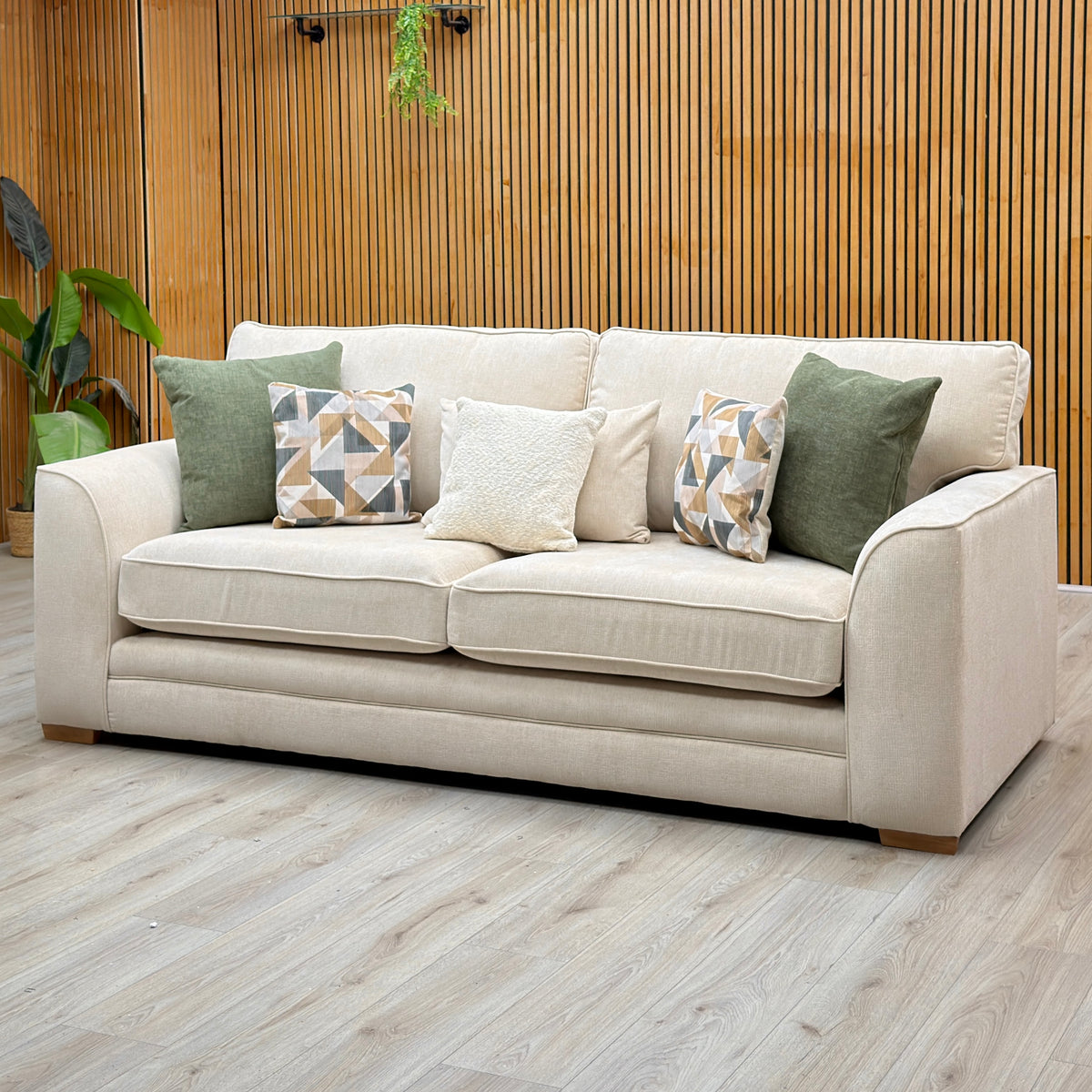 ‘Kaluna’ Natural Fabric 3 Seater Sofa