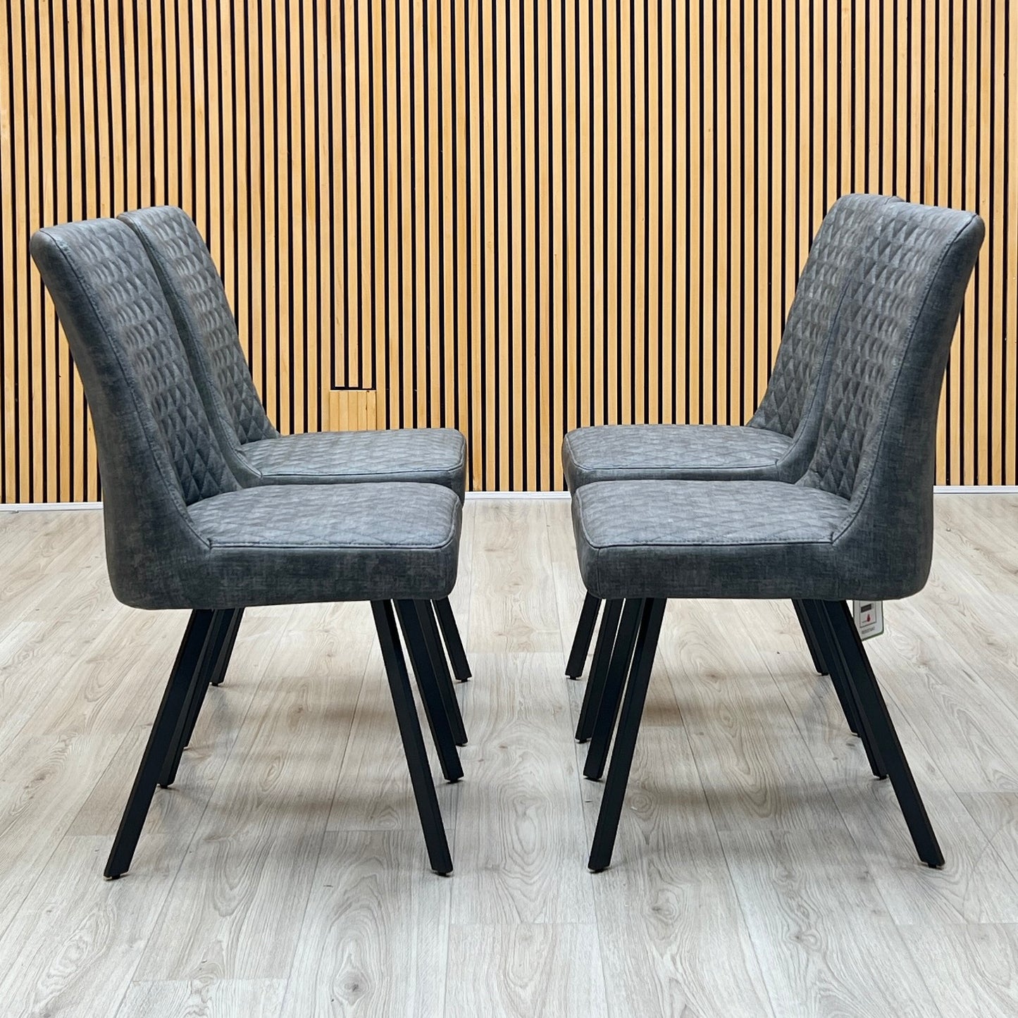 ‘Earth’ Graphite Grey Faux Leather Set of 4 Dining Chairs