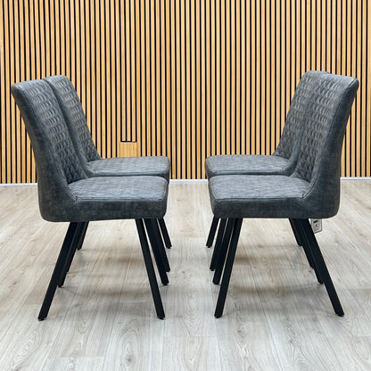‘Earth’ Graphite Grey Faux Leather Set of 4 Dining Chairs