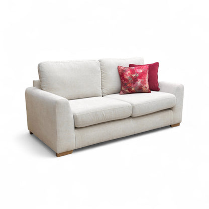 ‘Major’ Light Cream Tight Weave Fabric 3 Seater Sofa