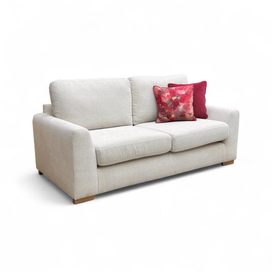 ‘Major’ Light Cream Tight Weave Fabric 3 Seater Sofa