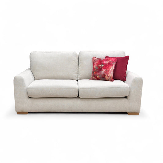 ‘Major’ Light Cream Tight Weave Fabric 3 Seater Sofa