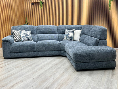 ‘Nova' Blue Woven Fabric Right Hand Facing Corner Chaise End Sofa