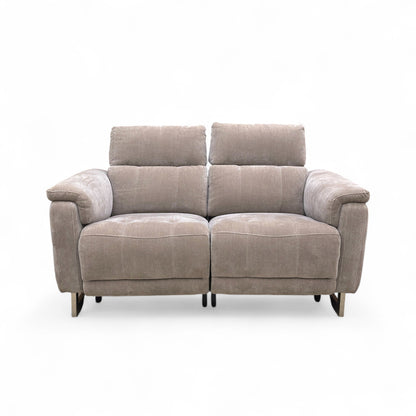 ‘Moet’ Manhattan Nutmeg Linen 2 Seater Power Recliner Sofa with Telescopic Headrests