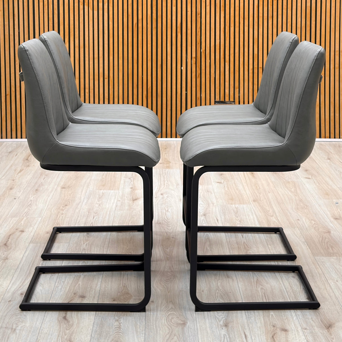 Bodahl 'Terra' Anthracite Grey Faux Leather Set of 4 Cantilever Bar Stools