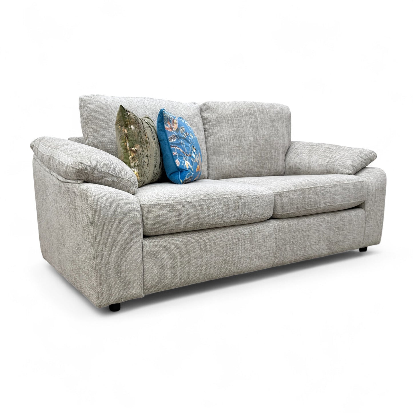 'Hampton' Chunki Pumice Woven Fabric 3 Seater Sofa Bed with Zip Arms