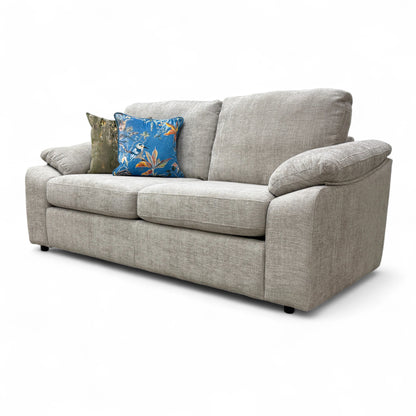 'Hampton' Chunki Pumice Woven Fabric 3 Seater Sofa Bed with Zip Arms