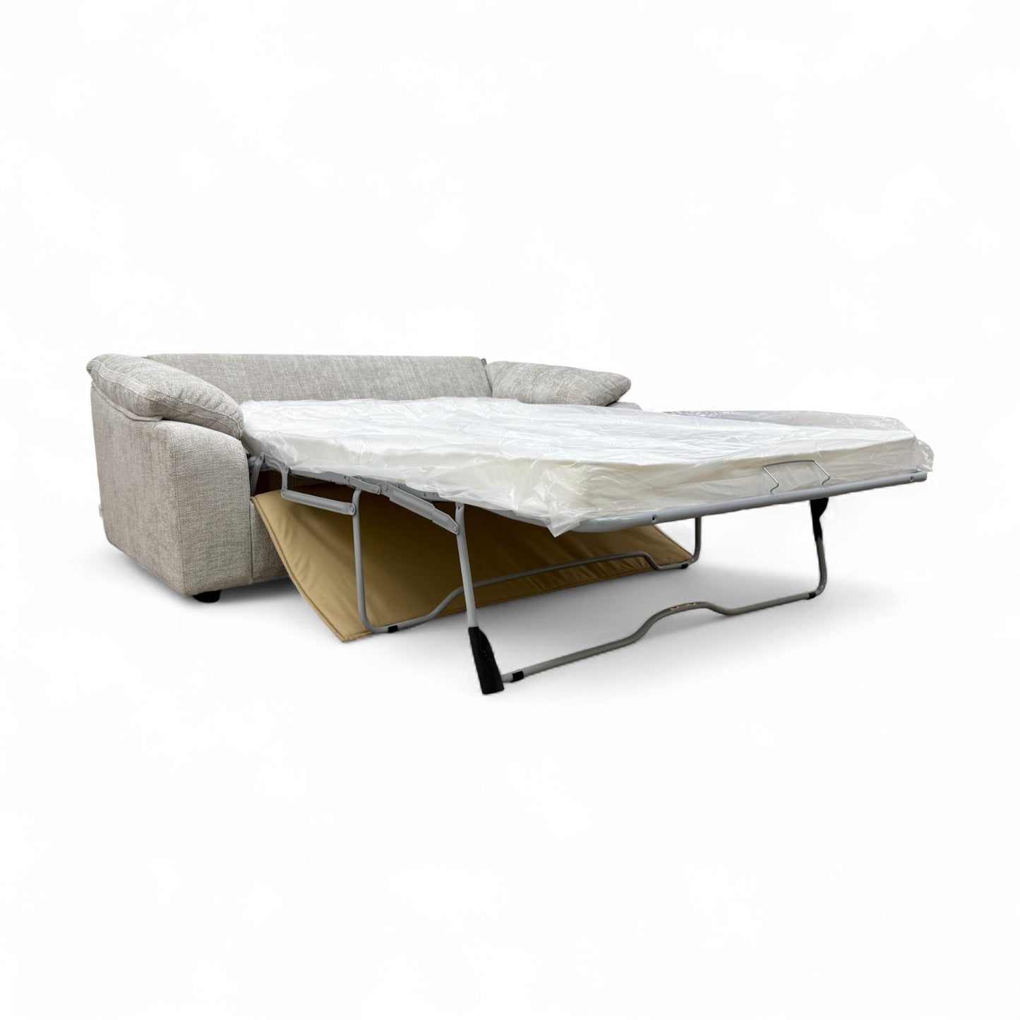 'Hampton' Chunki Pumice Woven Fabric 3 Seater Sofa Bed with Zip Arms