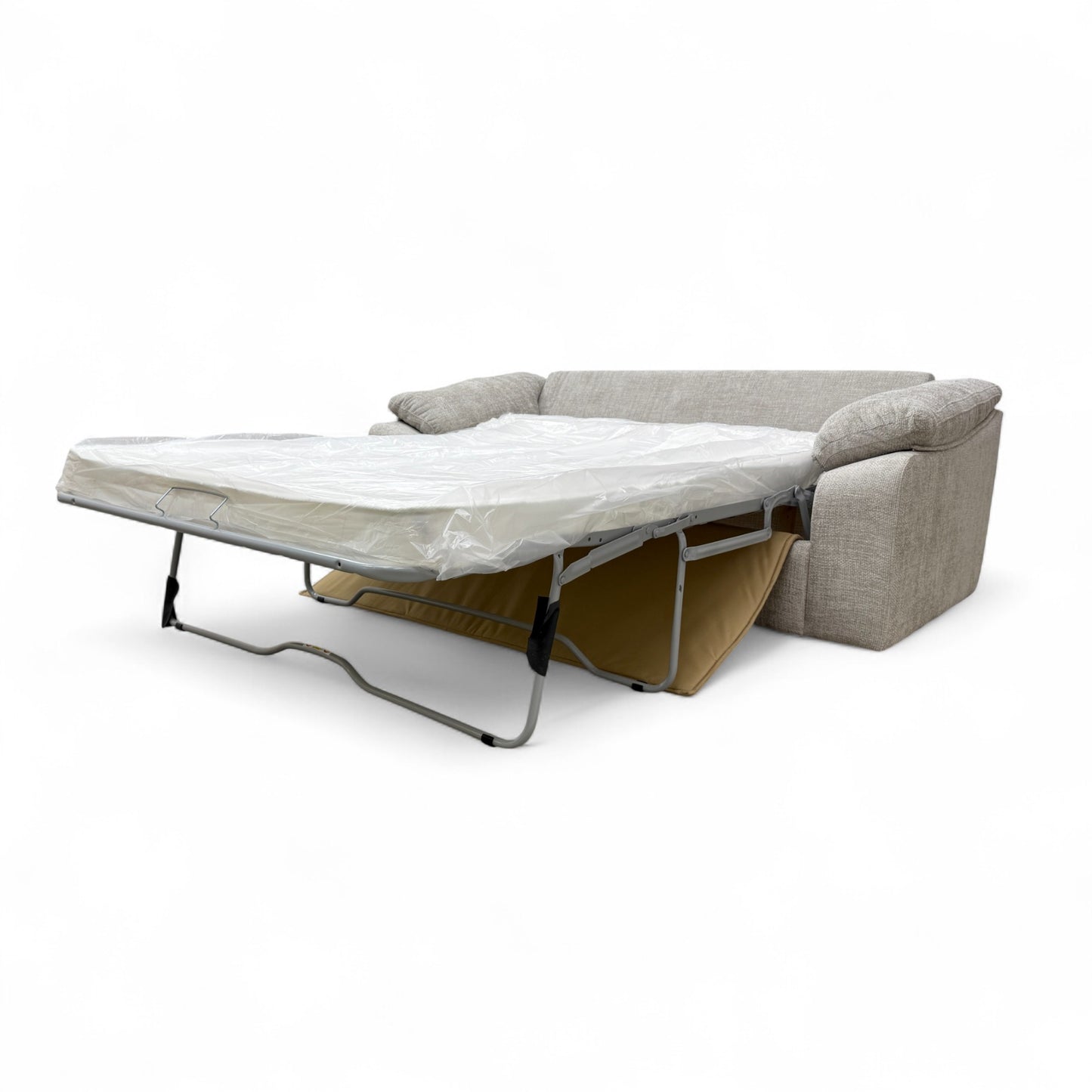 'Hampton' Chunki Pumice Woven Fabric 3 Seater Sofa Bed with Zip Arms