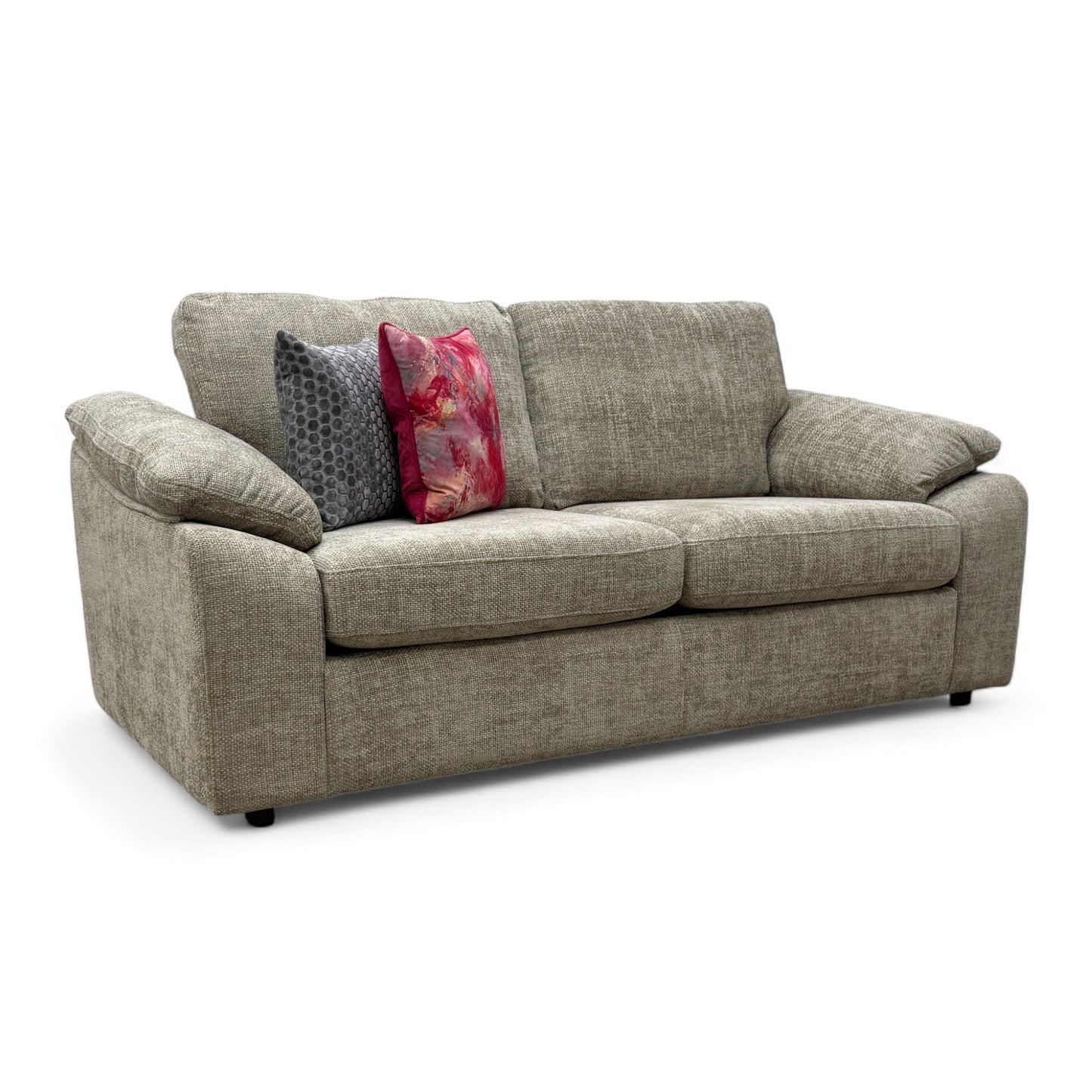 'Hampton' Chunki Concrete Woven Fabric 3 Seater Sofa Bed with Zip Arms