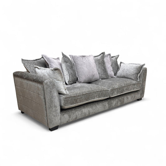 ‘Lavish’ Alexander Grey Chenille Scatter Back 4 Seater Split Frame Sofa