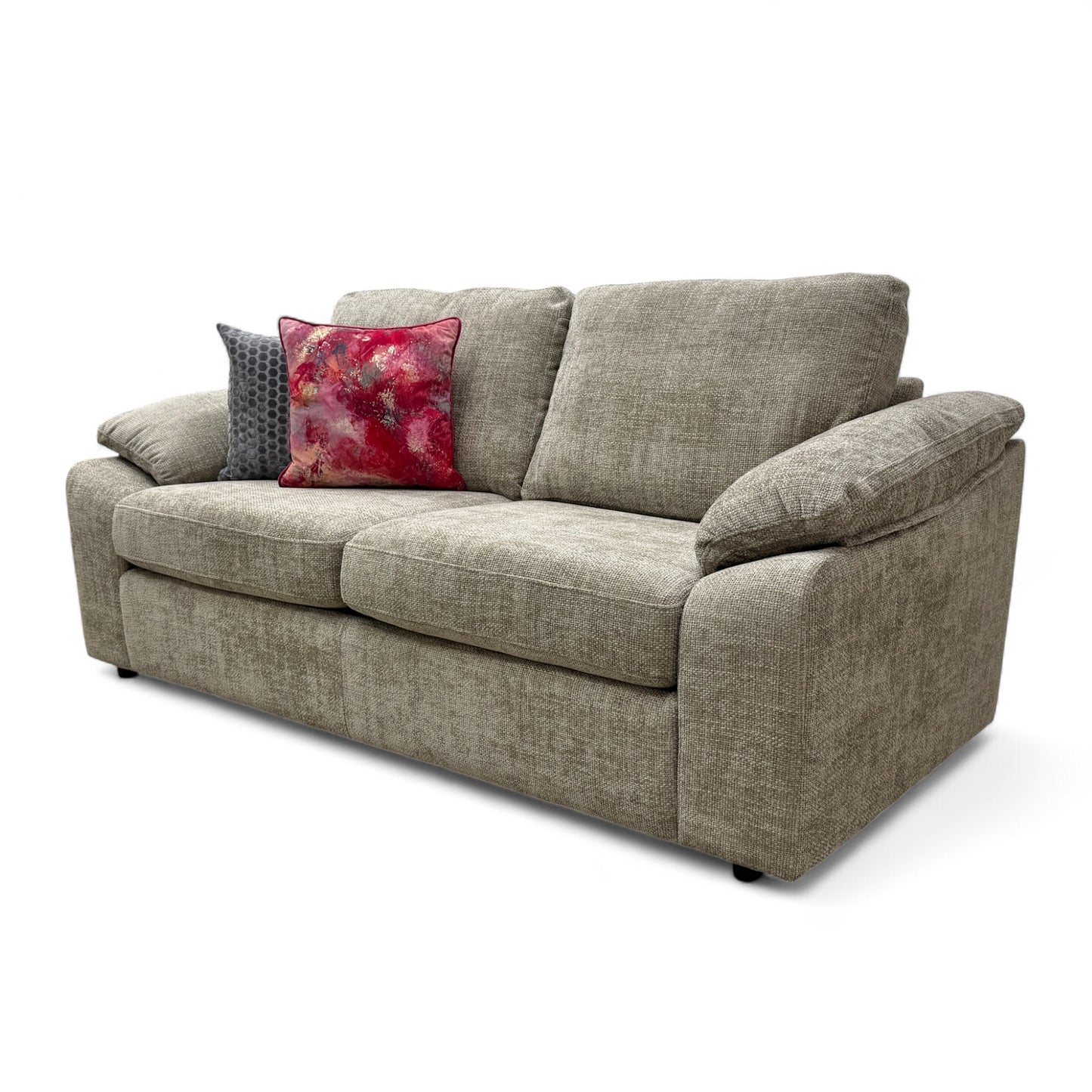 'Hampton' Chunki Concrete Woven Fabric 3 Seater Sofa Bed with Zip Arms
