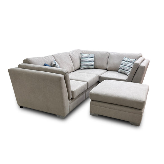 ‘Elodie’ Natural Linen 5 Piece Modular Corner Sofa