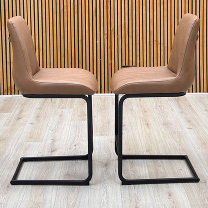 Bodahl 'Terra' Cognac Brown Faux Leather Pair of Cantilever Bar Stools