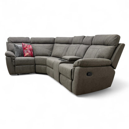 'Baxter' Grey Faux Leather Manual Recliner Corner Sofa with Console Unit