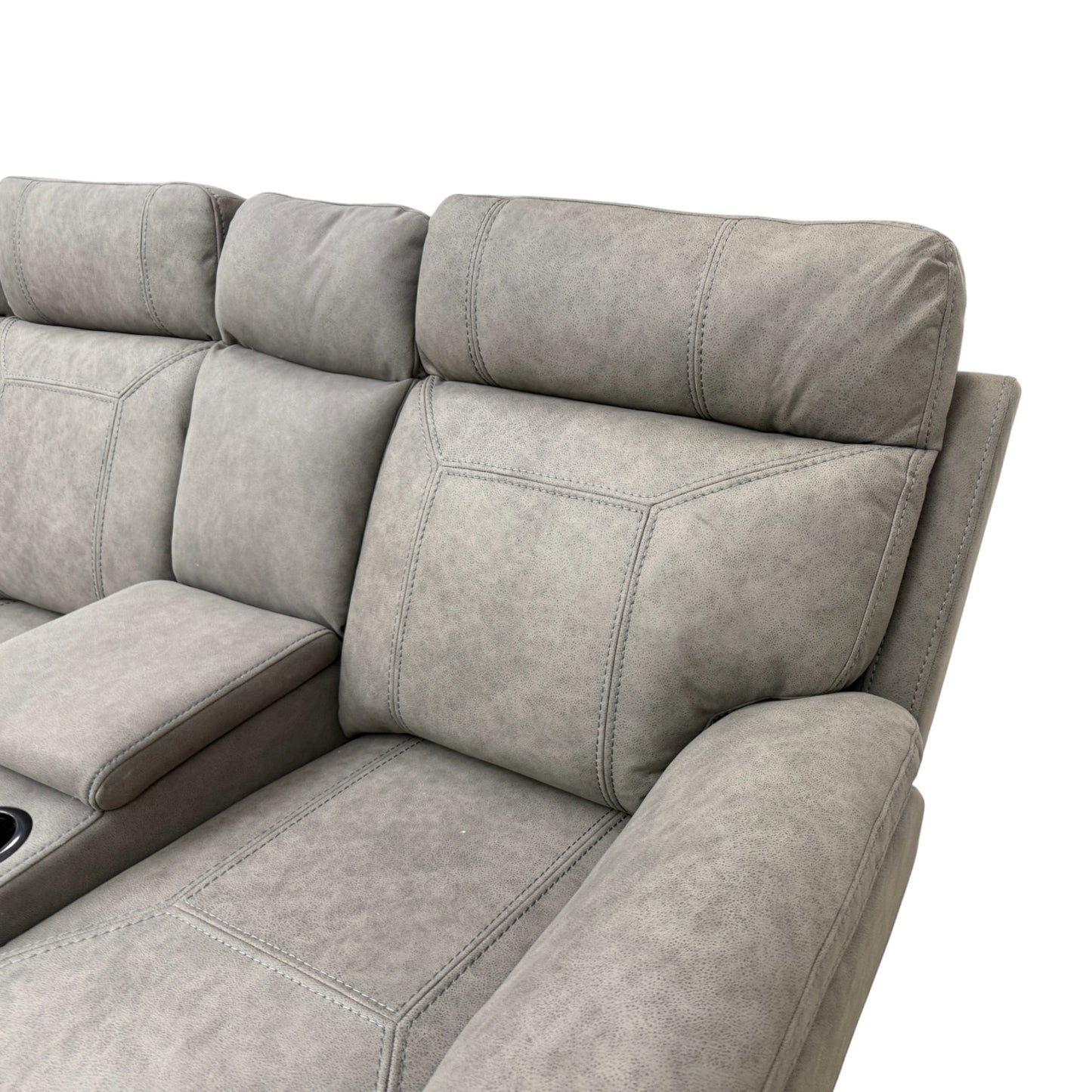 'Baxter' Grey Faux Leather Manual Recliner Corner Sofa with Console Unit