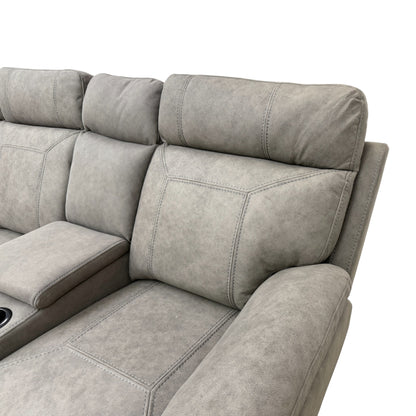 'Baxter' Grey Faux Leather Manual Recliner Corner Sofa with Console Unit