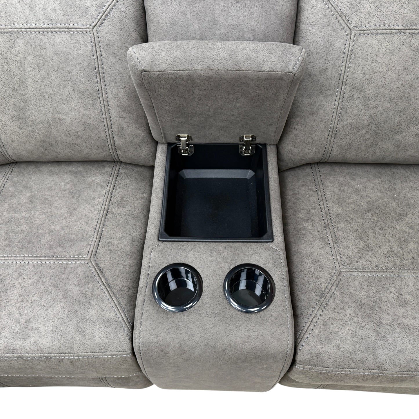 'Baxter' Grey Faux Leather Manual Recliner Corner Sofa with Console Unit