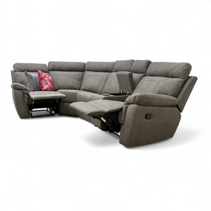 'Baxter' Grey Faux Leather Manual Recliner Corner Sofa with Console Unit