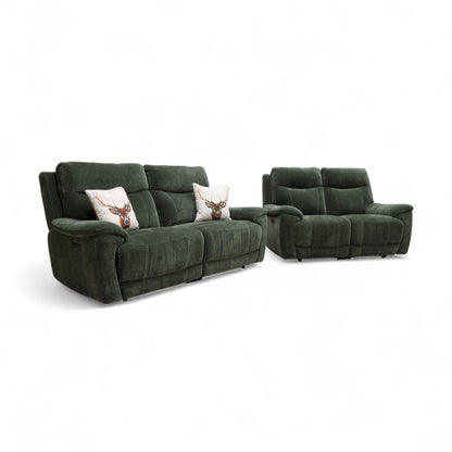 ‘Sloane’ 58001 Manhattan Pine Green 3 + 2 Power Recliner Sofa Set