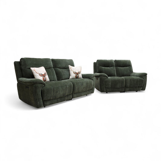 ‘Sloane’ 58001 Manhattan Pine Green 3 + 2 Power Recliner Sofa Set