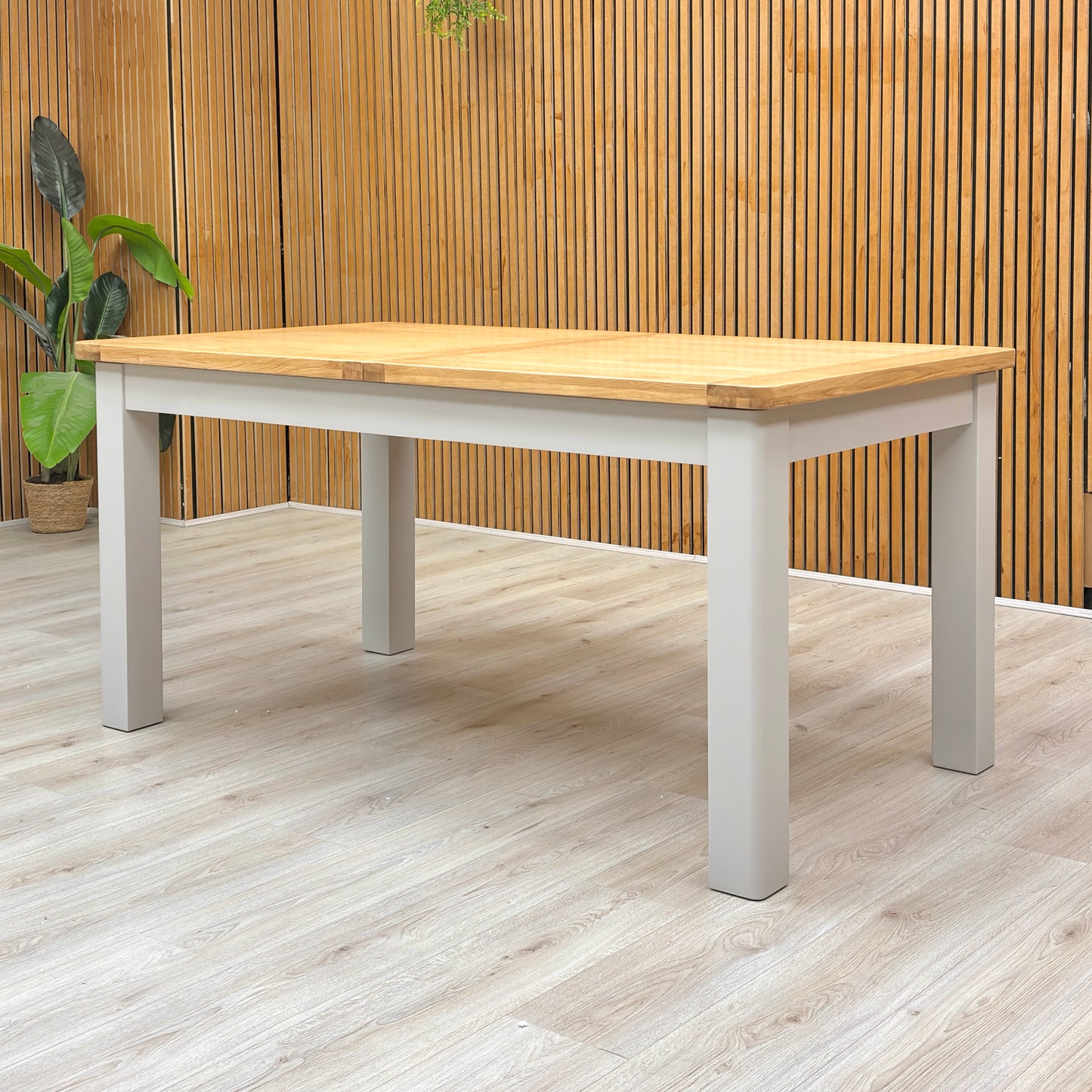 ‘Lewis’ Rectangular 160cm Extending Dining Table with Anthracite Grey Fabric Set of 6 Button Back Chairs