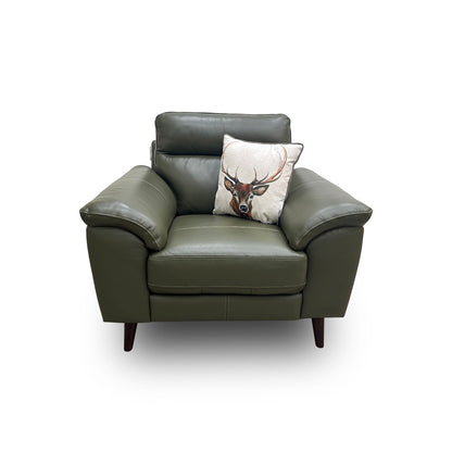 ‘Jayley’ Oslo Pine Leather Double Sided Pull-Out Cup Holders and Extra Storage Armchair