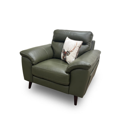 ‘Jayley’ Oslo Pine Leather Double Sided Pull-Out Cup Holders and Extra Storage Armchair