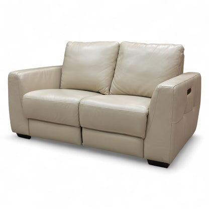 ‘Dinky’ Bone China Cream Cat-60/05 Leather 2 Seater Power Recliner Sofa