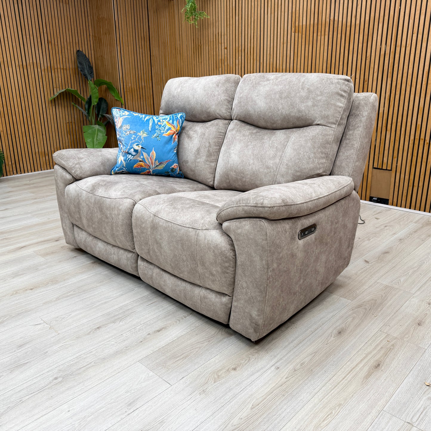 ‘Sloane’ Marble Charcoal Grey Fabric 2 Seater Power Recliner Sofa