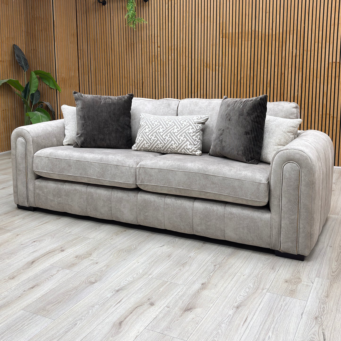 ‘Amara’ Dapple Stone Fabric 3 Seater Sofa