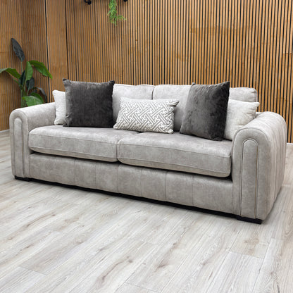 'Amara' Dapple Stone Fabric 3 Seater + Snuggle Chair Sofa Set