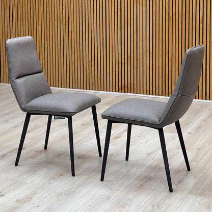 'Odin' Grey Faux Leather Pair of Dining Chairs